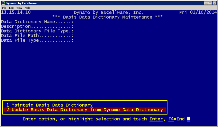 basis data dictionary maintenance define basis